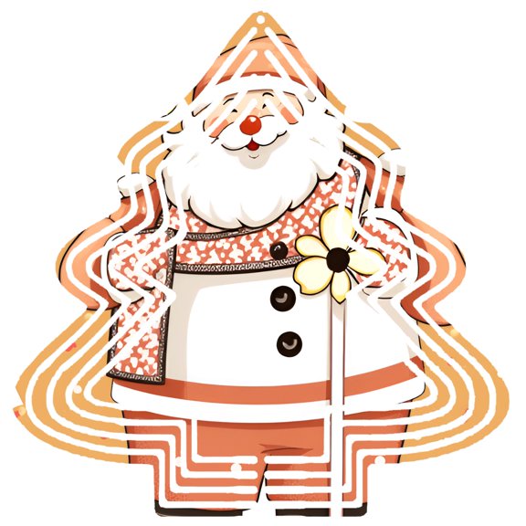 Cheerful Metal Hanging Christmas Tree Wind Spinner - Festive Floral Design with Concentric Lines for Garden & Yard Decor