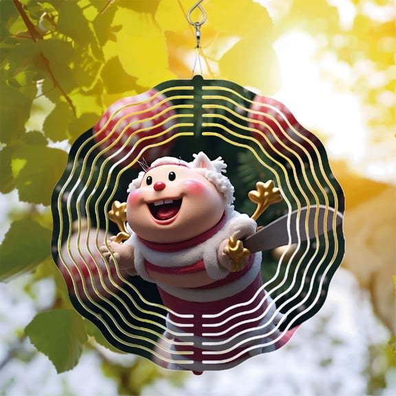 Cheerful Metal Hanging Wind Spinners - Festive Star Design for Yard & Garden Perfect Holiday Decor with Dynamic Wave Effect