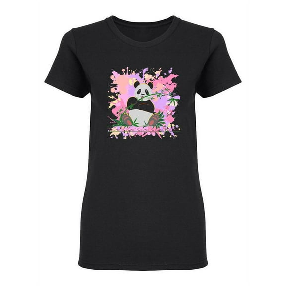 Cheerful Panda Shaped T-Shirt Women -Image by Shutterstock, Female Medium