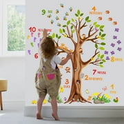 Cheerful Safari Nursery Wall Decor – Woodland Tree Wall Decals with Animal & Tree – Cute Animal Stickers for Kids Room, Baby Boys and Girls Bedroom, Classroom & Daycare Decorations