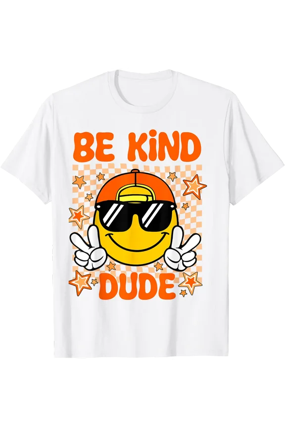 Cheerful Smiley Face Orange Anti-Bullying T-Shirt for Unity Day Kindness Celebration