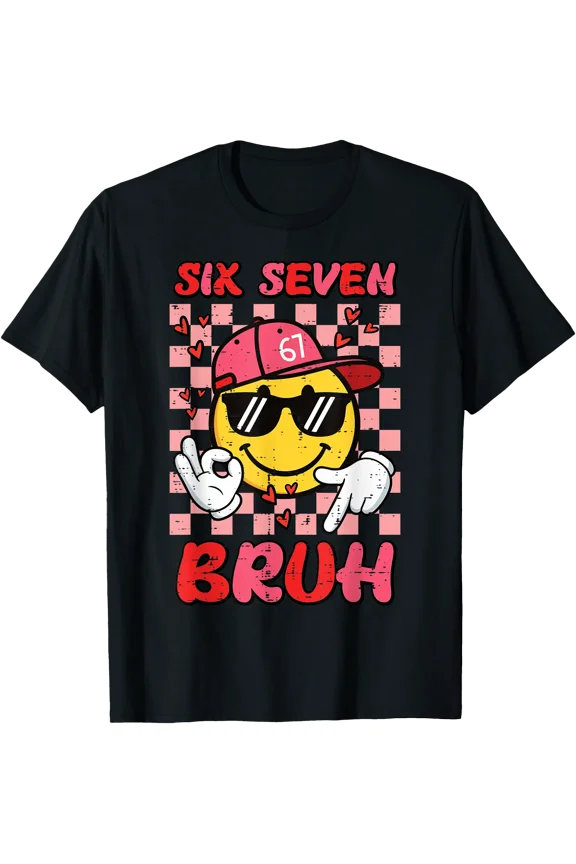 Cheerful Smiley Face T-Shirt with Hearts for Fun Valentine's Day Style