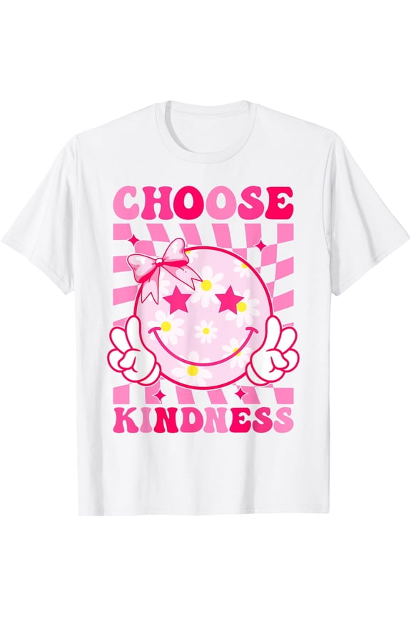 Cheerful Smiling Face Groovy Be Kind Inspirational T-Shirt for Positive Vibes
