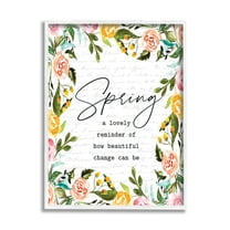 Cheerful Spring Typography Quote Floral Blossom Border White Framed Giclee Art, 24 x 30, Made In USA