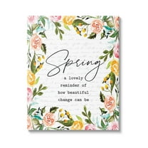 Cheerful Spring Typography Quote Floral Blossom Border Botanical & Floral Graphic Art Gallery-Wrapped Canvas Print Wall Art
