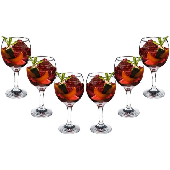 Cheerful Stemmed Wine Glasses 10 Oz, Crystal Clear Goblets, Glassware Set of (6)