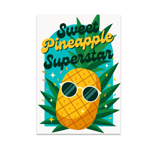 Cheerful Summer Decor - Pineapple Enthusiast - 13x19 Poster Print