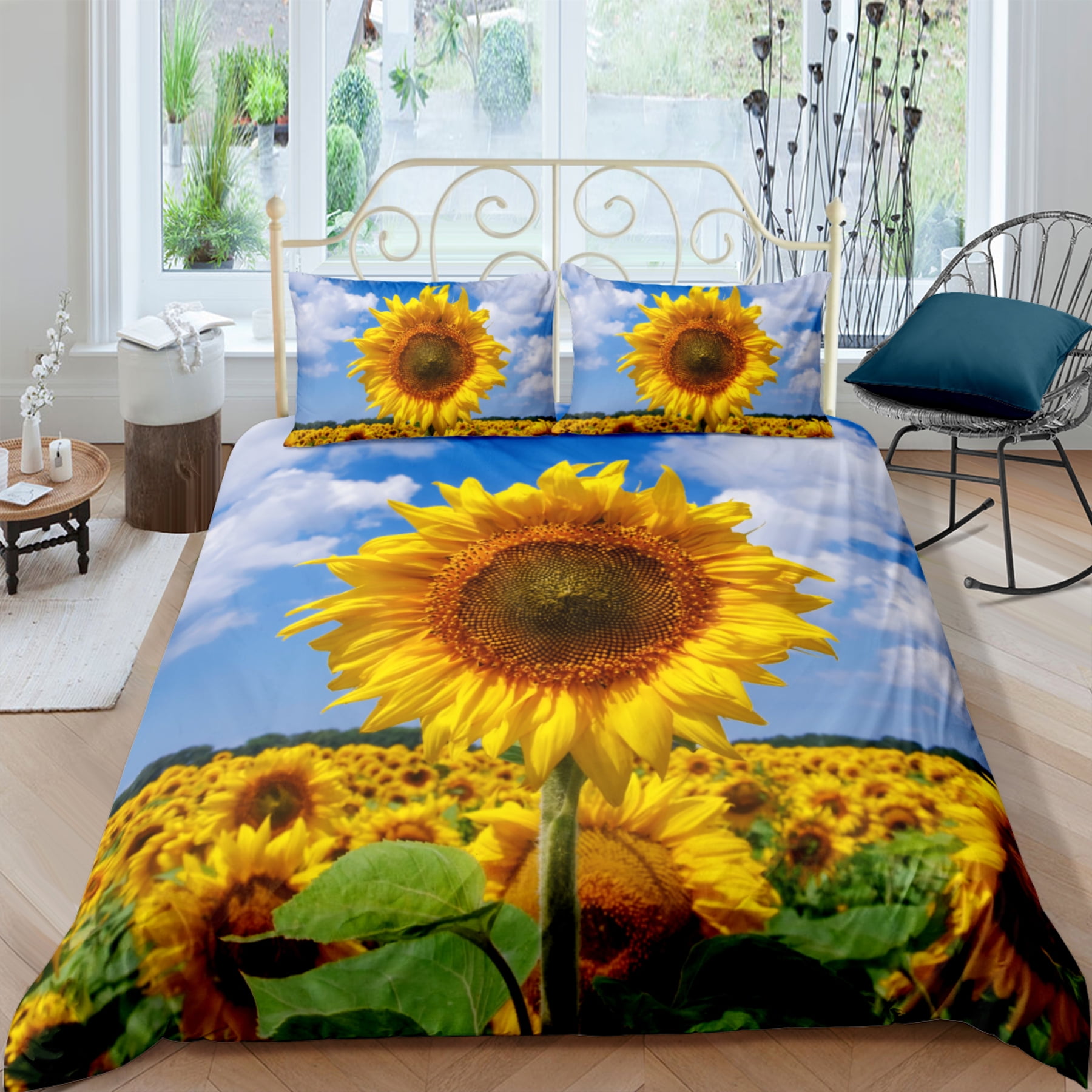 Cheerful Sunflower Field Bedding Set Comforter Pillow Bright Floral cheerful-sunflower-field-bedding-set-comforter-pillow-bright-floral