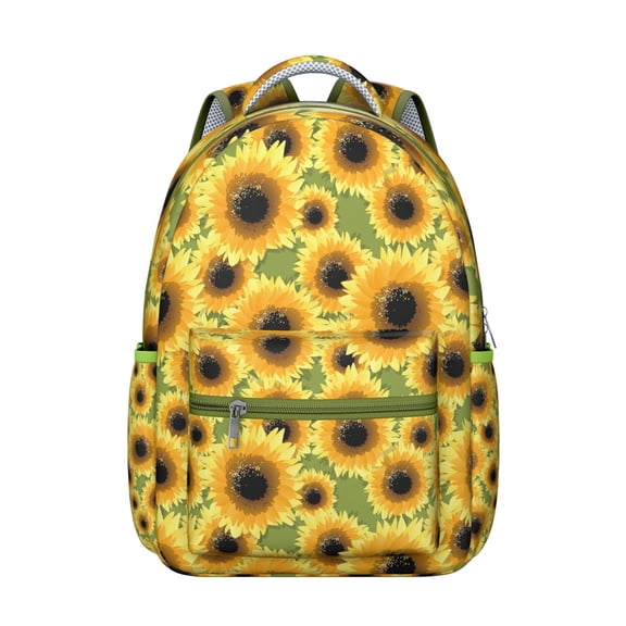 "Cheerful Sunflower Themed Backpack - Water-Resistant School Bag with Organizer Pockets, Beautiful Wildflowers Print, Padded Back Panel Support"