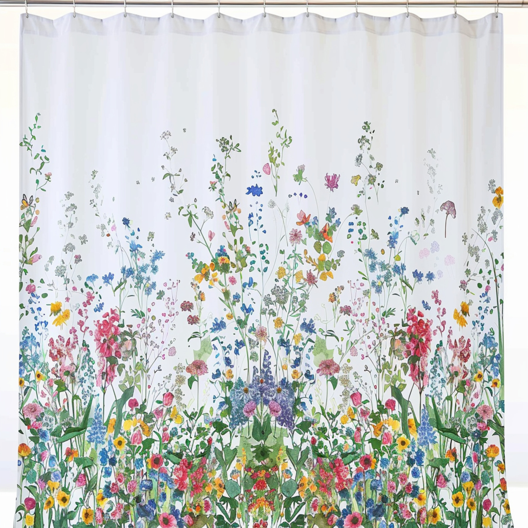 Cheerful Wildflower Garden Window Curtain Watercolor Style Kids Room