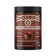 Cheerific Dark Chocolate Superfood Powder - 17 Organic Superfoods + Prebiotic & Probiotics +More- Keto Friendly - Supports Positive Mood, Gut Health +More- Vegan, Gluten Free, Non-GMO - 30 Day Supply