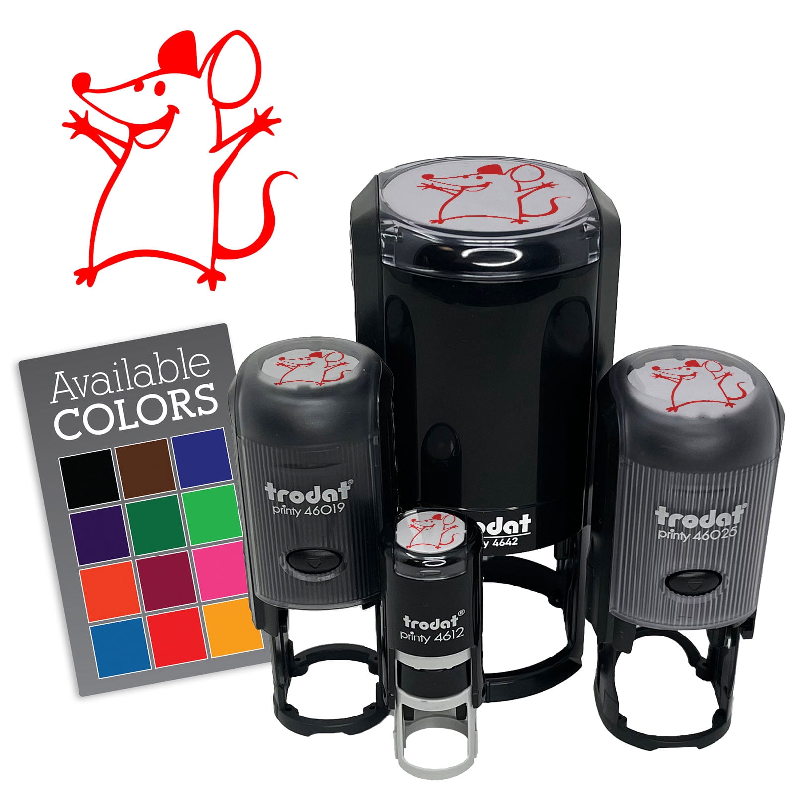 Cheering Happy Cartoon Mouse Self-Inking Rubber Stamp for Stamping Ink ...