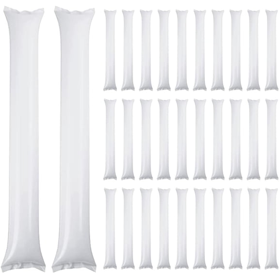 Cheering Sticks, 50 PCS 60*10cm Inflatable Plastic Thunder Noise Makers, White Spirit Sticks for Party & Sports Events