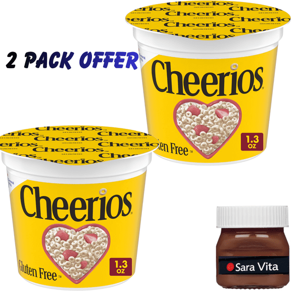 Cheerios Breakfast Cereal Cup, Gluten Free, Single Serve Cereal, 1.3 oz