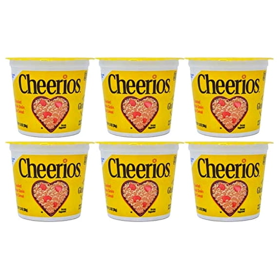 Cheerios Breakfast Cereal, Six Single-Serve 1.3oz Cups(6-Pack)