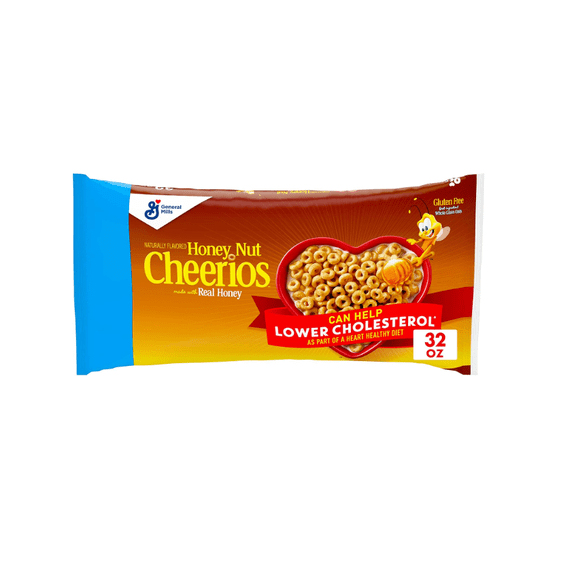Cheerios Heart Healthy Breakfast Cereal, Gluten Free Cereal With Whole Grain Oats, Value Bag, 32 oz