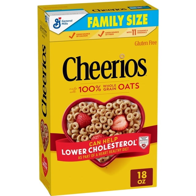 Cheerios, Heart Healthy Gluten Free Breakfast Cereal, Family Size, 18 oz(pack of 4)