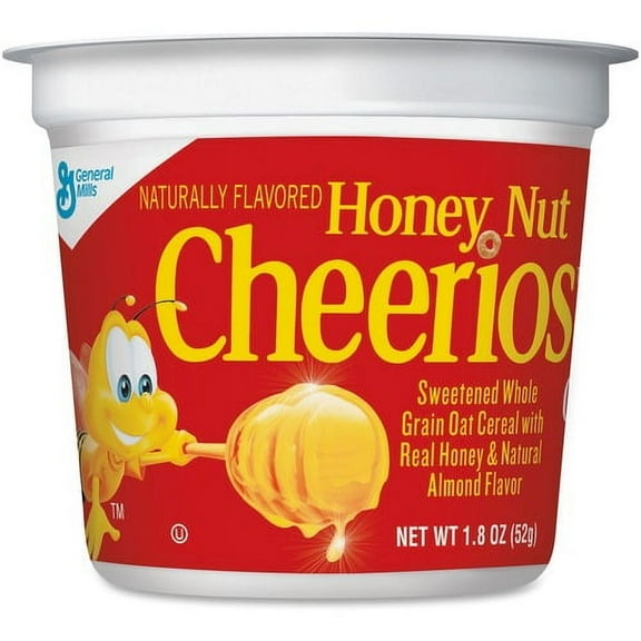 Cheerios Honey Nut Cereal-In-A-Cup - Low Fat - Honey Nut - 1 Serving Cup - 1.30 oz - 6 / Pack | Bundle of 2 Packs