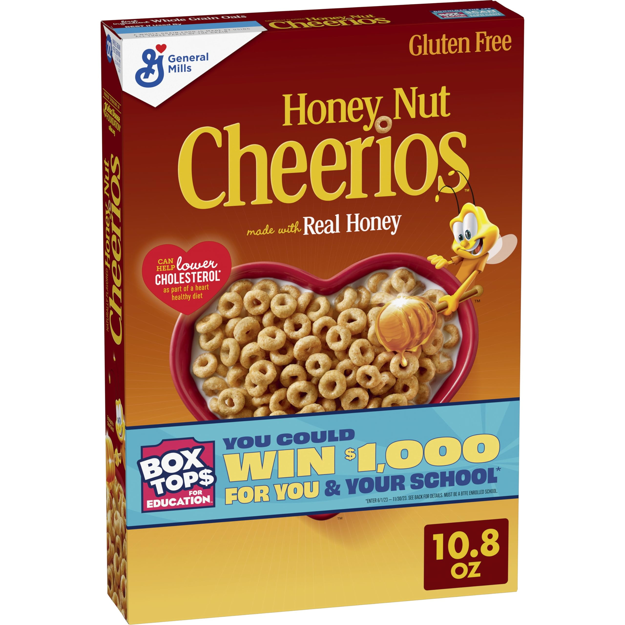 Cheerios Honey Nut Cheerios Heart Healthy Cereal, Gluten Free Cereal With Whole Grain Oats, 10.8