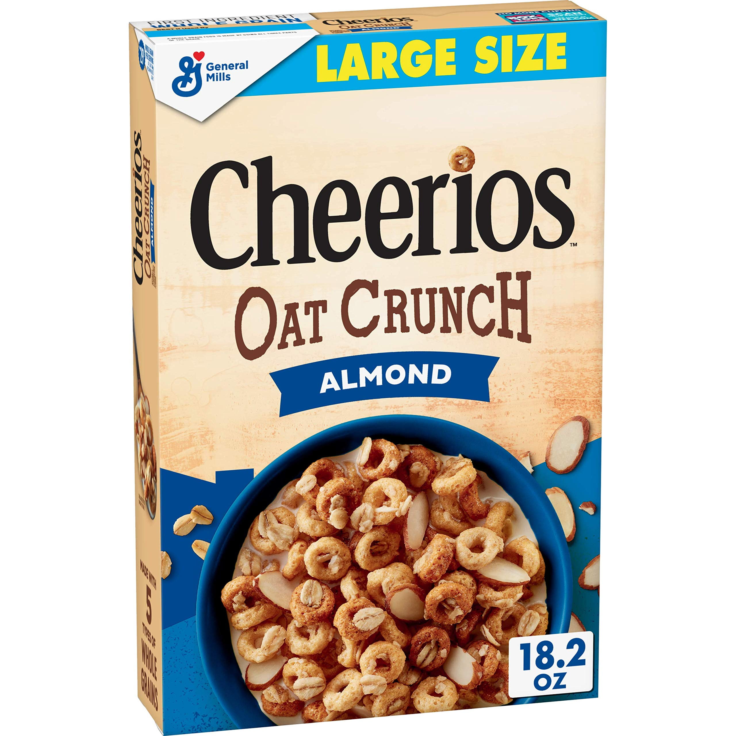 Cheerios Oat Crunch Almond Breakfast Cereal, 18.2 oz Box (Pack of 32)