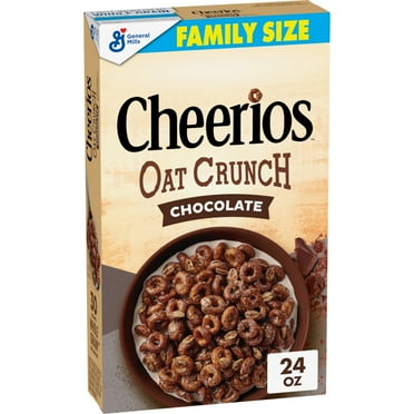 Cheerios Oat Crunch Chocolate Breakfast Cereal, Made with Whole Grain, Family Size, 24 oz