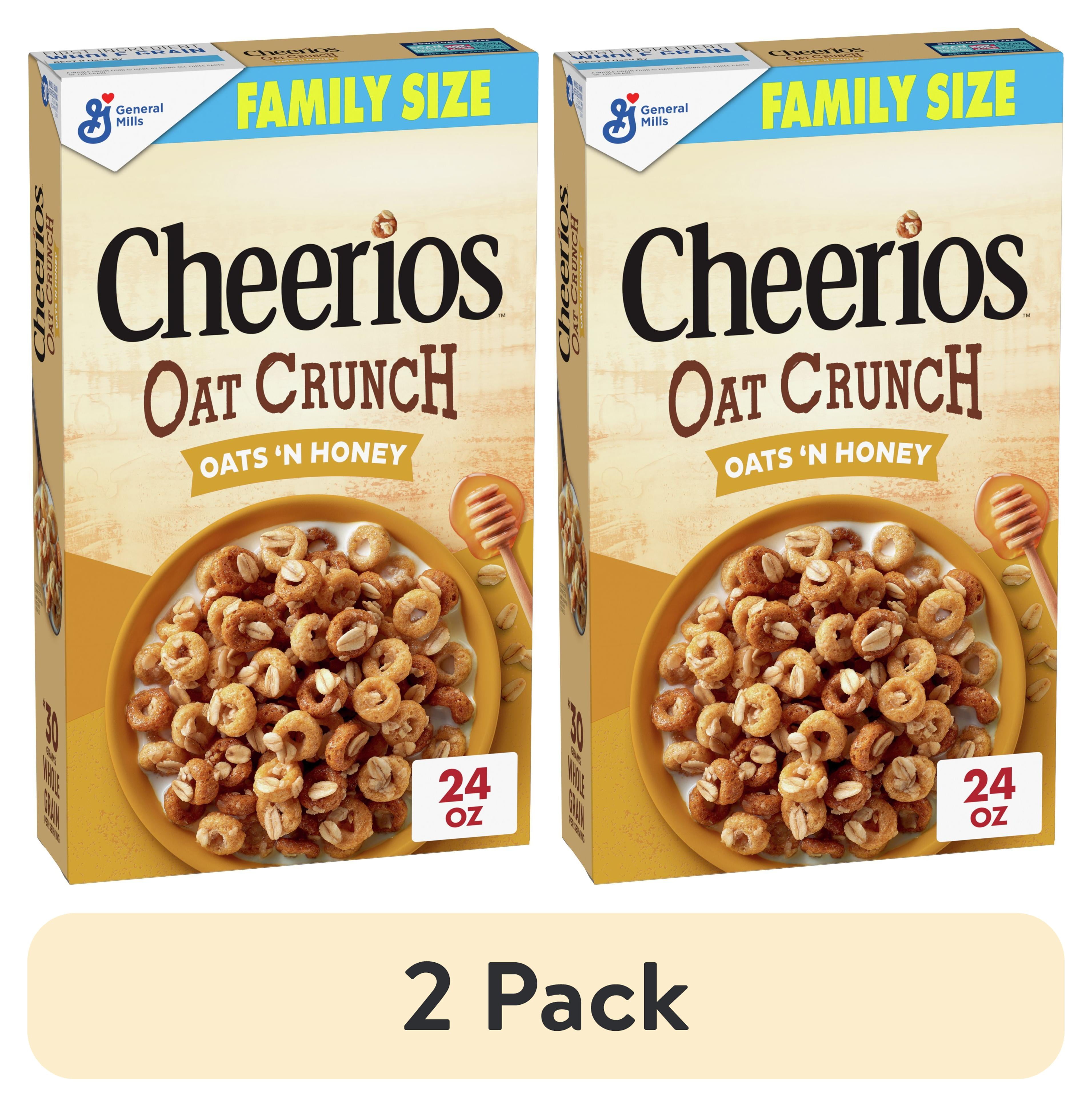 (2 pack) Cheerios Oat Crunch Oats & Honey Oat Breakfast Cereal, Family
