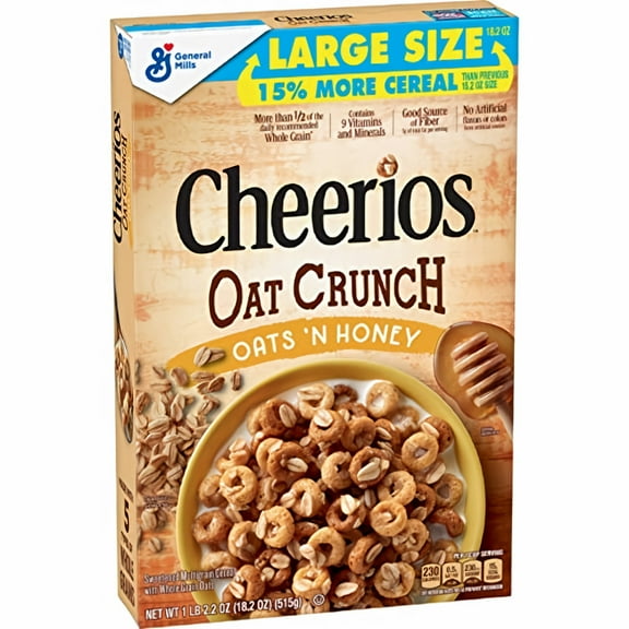 Cheerios Oat Crunch Oats and Honey Cereal 18.2 oz (Pack of 5)