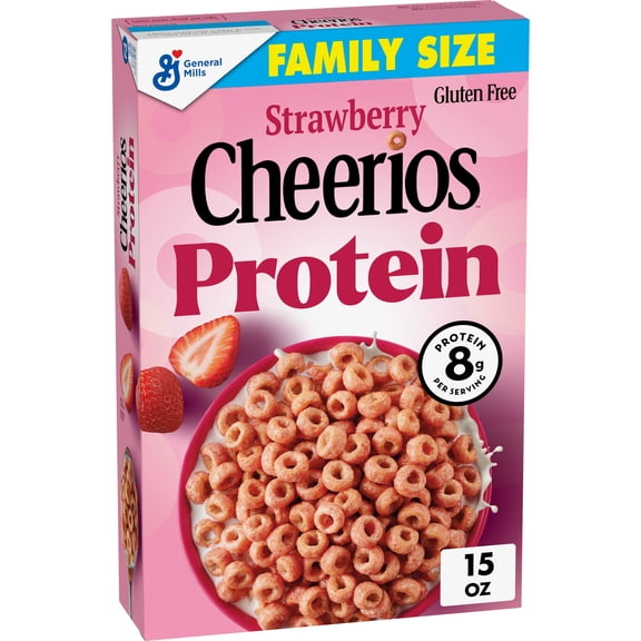 Cheerios Protein Cereal, Strawberry, 8g Protein, Family Size, 15 oz