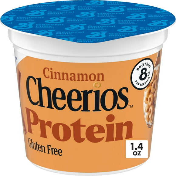 Cinnamon Cheerios Protein, Breakfast Cereal Cup, Gluten Free, Single Serve Cereal, 1.4 oz