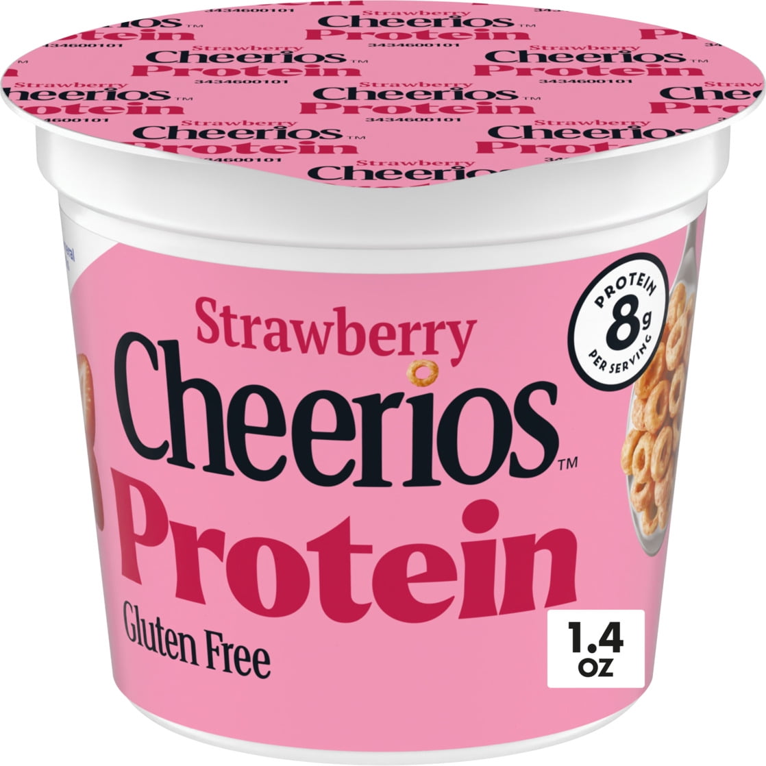 Strawberry Cheerios Protein, Breakfast Cereal Cup, Gluten Free, Single Serve, 1.4 oz
