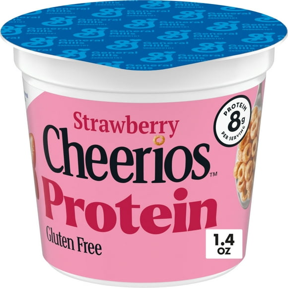 Strawberry Cheerios Protein, Breakfast Cereal Cup, Gluten Free, Single Serve, 1.4 oz
