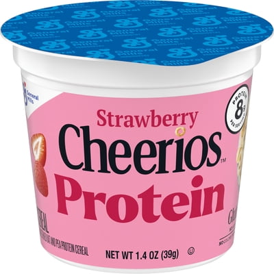 Strawberry Cheerios Protein, Breakfast Cereal Cup, Gluten Free, Single Serve, 1.4 oz