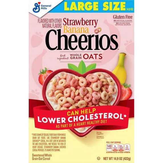 Cheerios Stawberry Banana Cereal, Gluten Free, 14.9 oz (Pack of 16)