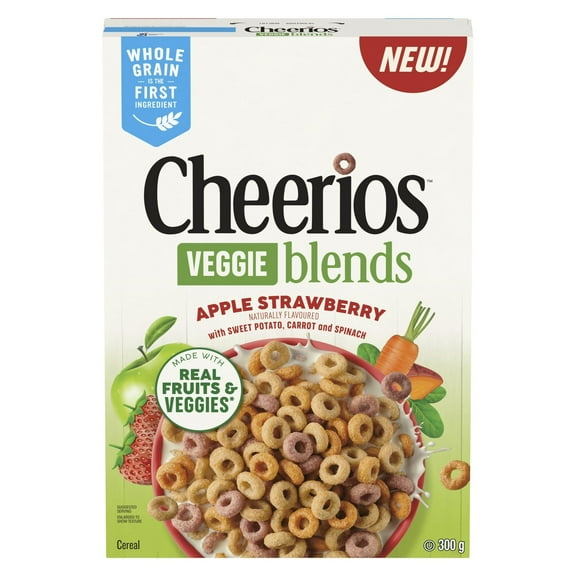 Cheerios Veggie Blends, Apple Strawberry Cereal, 300g/10.5 oz