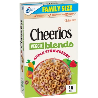 Cheerios Veggie Blends Breakfast Cereal, Apple Strawberry, Family Size, 18 oz