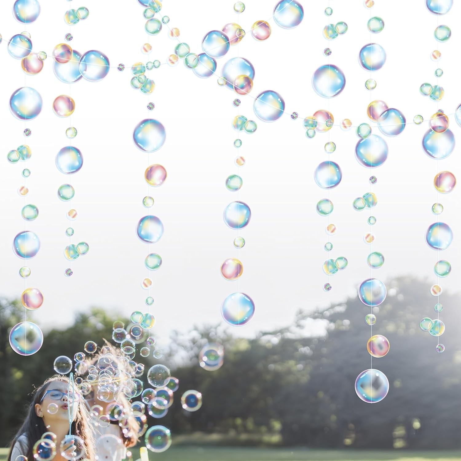 Cheerland 10-Pack Mermaid Party Decoration Rainbow Bubble Garlands