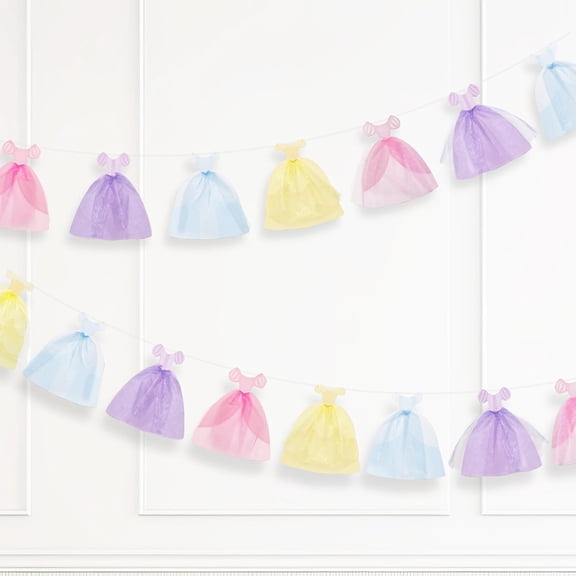 Cheerland 2 Pcs Ball Gown Princess Party Banner Royal Theme Decorations Dress Cutout Garland for Birthday Girls