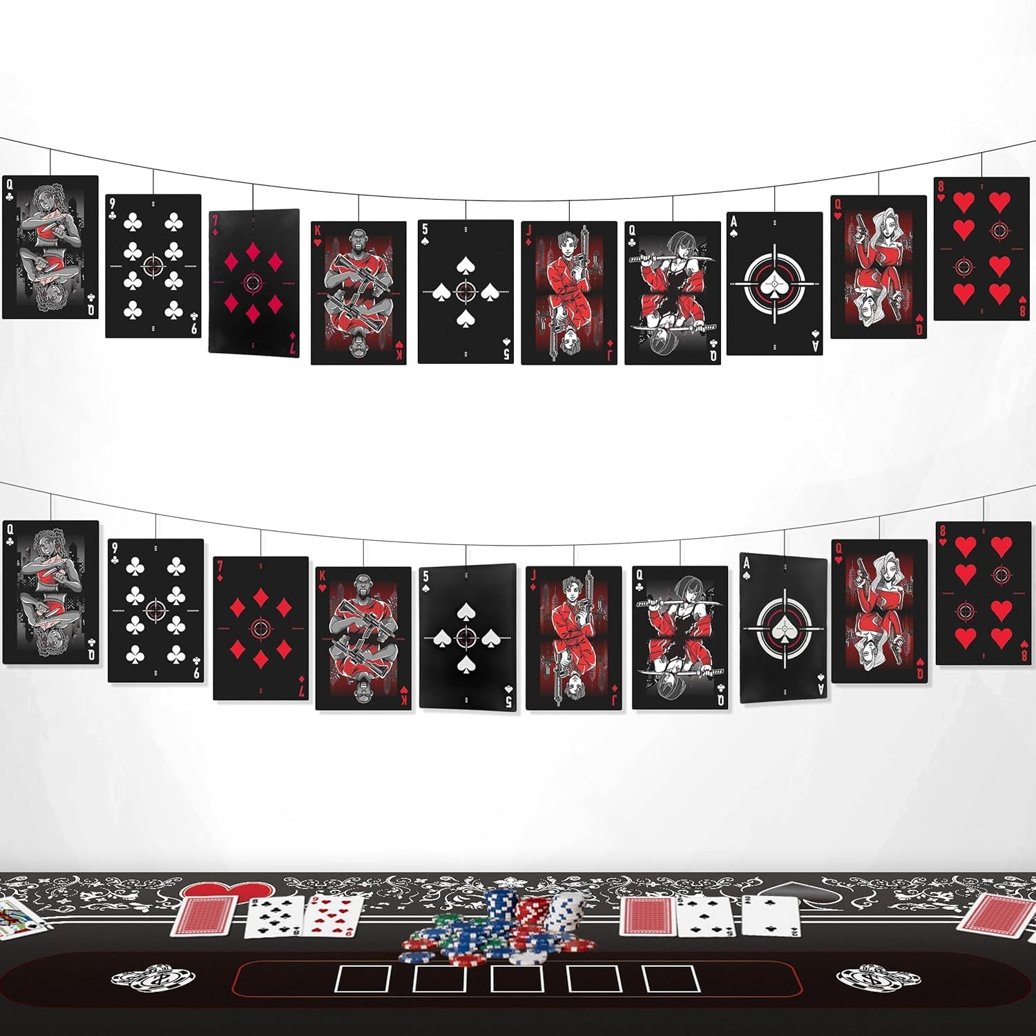 Cheerland 2 Pcs Casino Party Decorations Las Vegas Theme Banner for Hitman Casino Night Theme Decoration