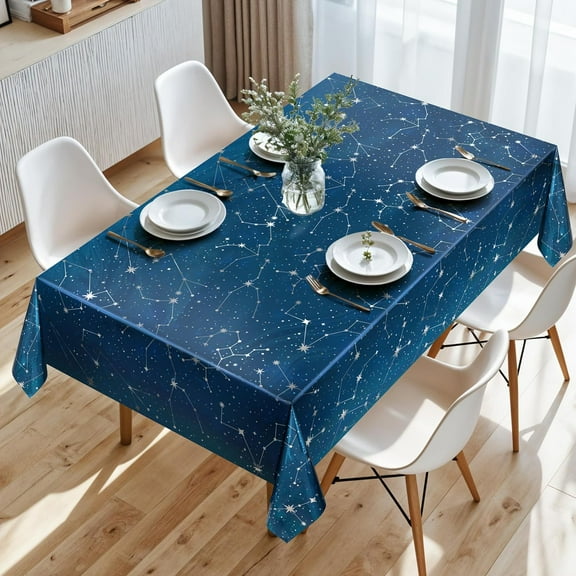 Cheerland 2 Pcs Space Tablecloth Star Party Decorations Starry Night Zodiac Constellation Celestial Astrology Theme Disposable