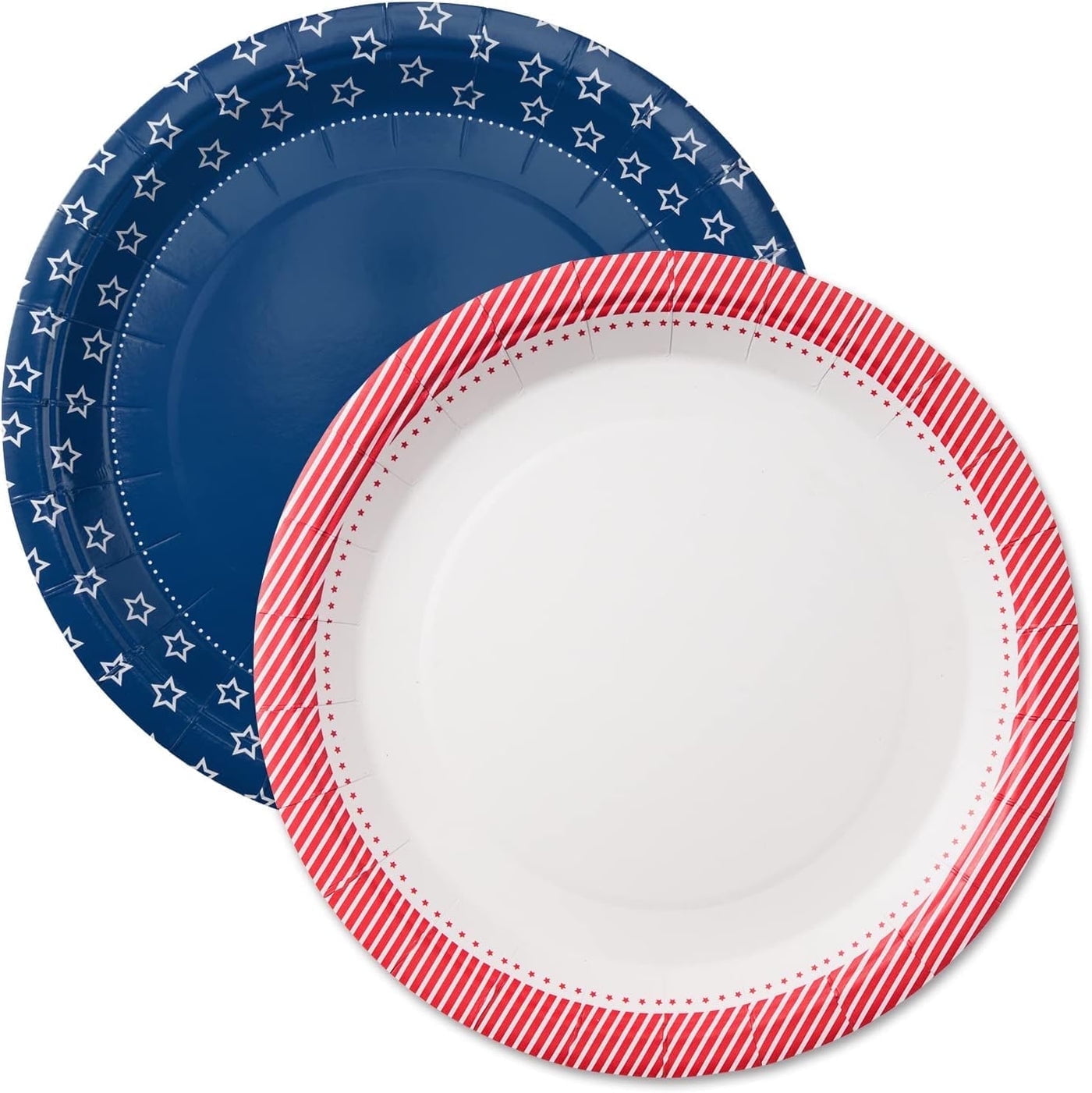 Cheerland 24-Pack 7-Inch Patriotic Paper Plates, Red, Blue, White