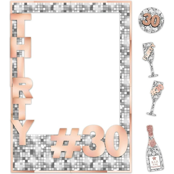 Cheerland 30th Birthday Photo Booth Frame, Rose Gold Milestone Party Decorations