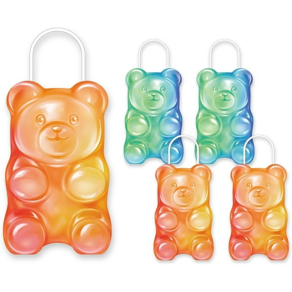 Cheerland 4 Pcs Gummy Bear Favor Bag Candyland Birthday Party Treat Bags for Candy Summerween