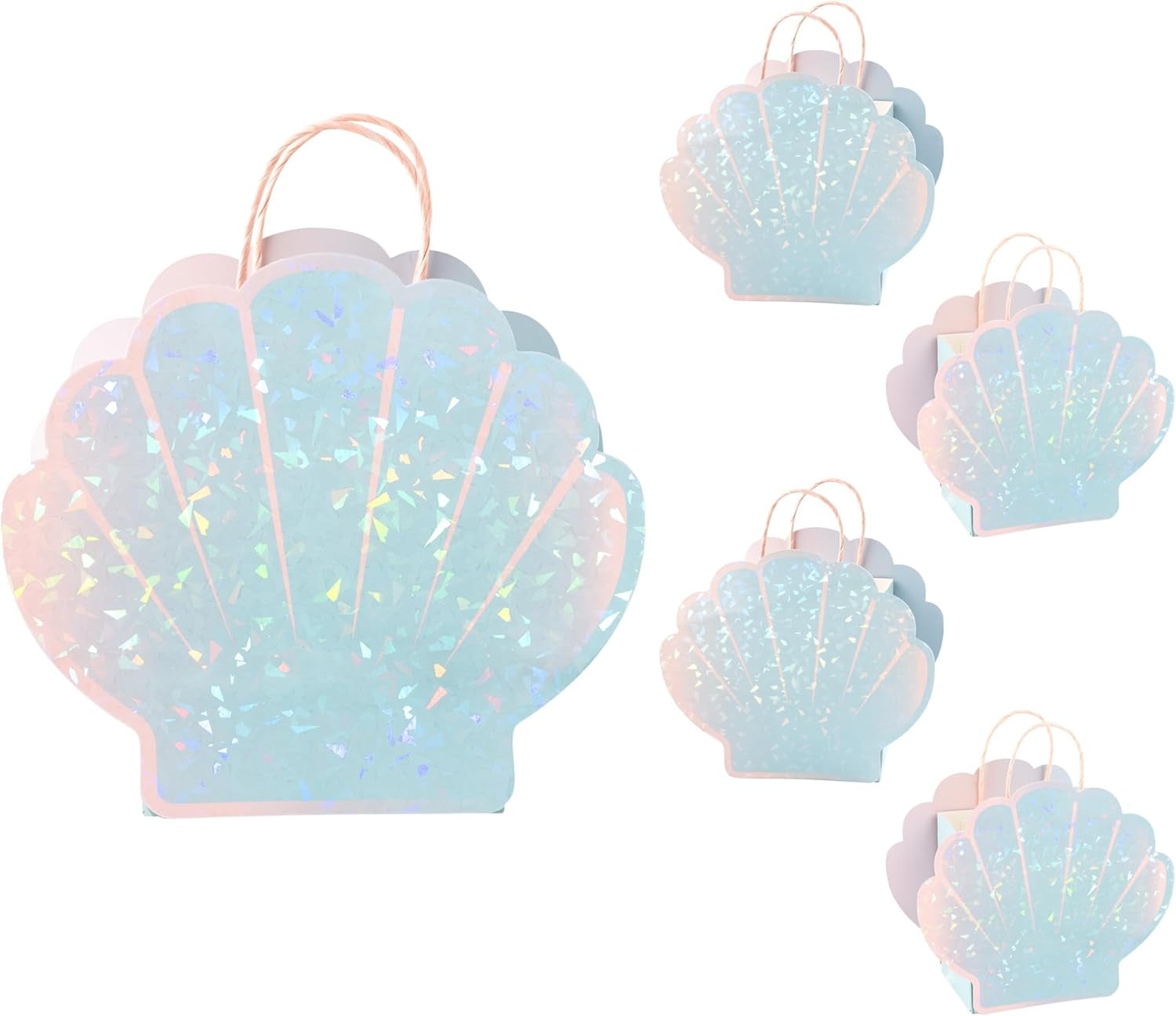 Cheerland 4 Pcs Seashell Party Favor Bag for Mermaid Birthday Decorations and Under the Sea Theme Party