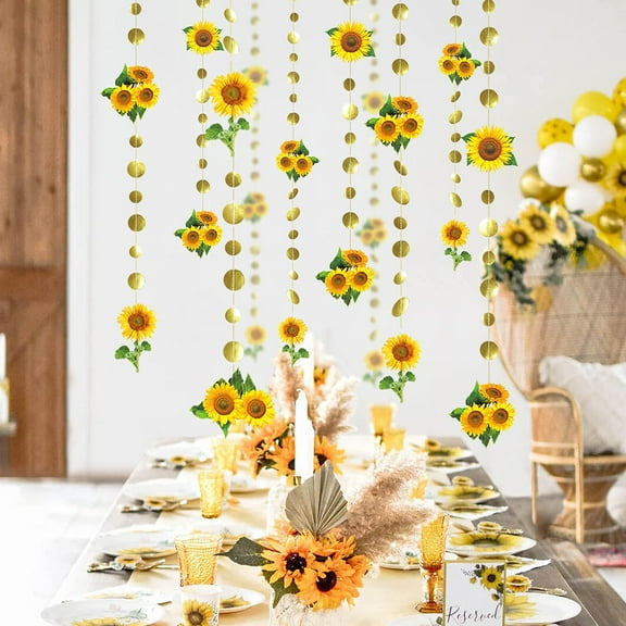 Cheerland Autumn Theme Sunflower Garland Banner, 2 Pack, 26 ft
