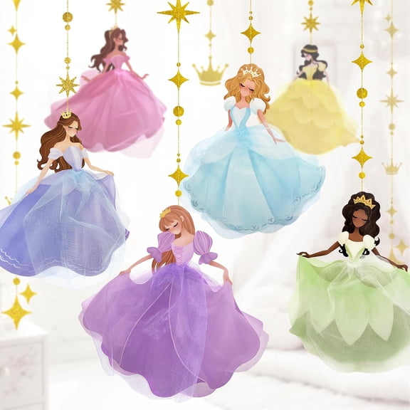 Cheerland Ball Gown Princess Party Garland Royal Theme Decorations Dress Cutout Banner for Birthday Girls Sleepover Baby Shower Gender Reveal Classroom Decor Tea Party Celebrations and Supplies 8 Pcs