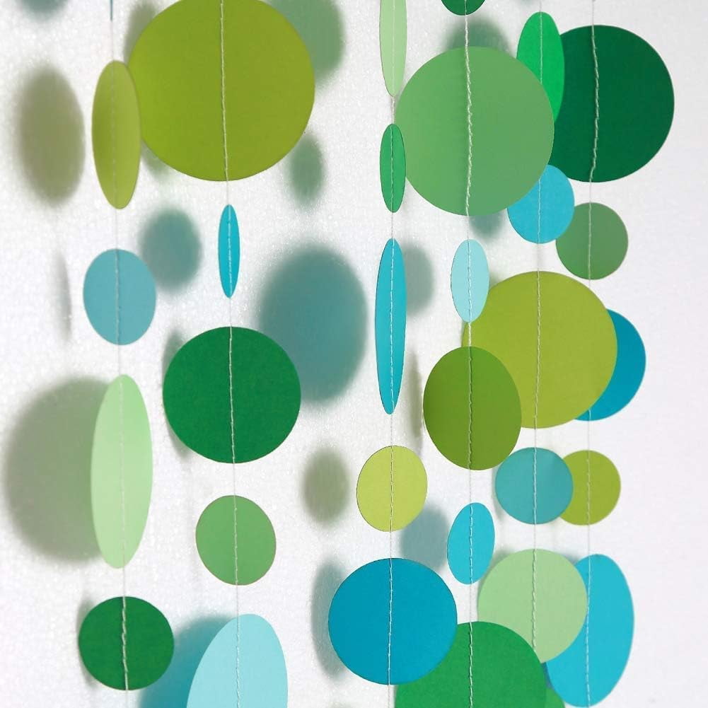 Spring Party Streamer Cheerland Blue Green Circle Dot Garland Bubble Streamer Spring Party ...