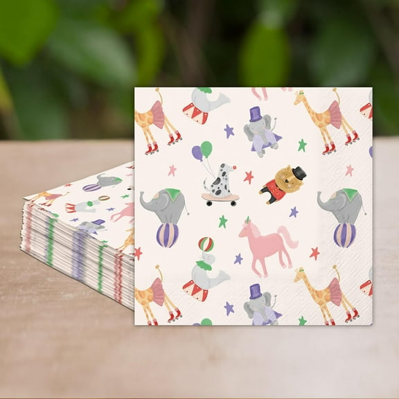 Cheerland Carnival Circus Paper Napkins for Baby Showers, 50 Count