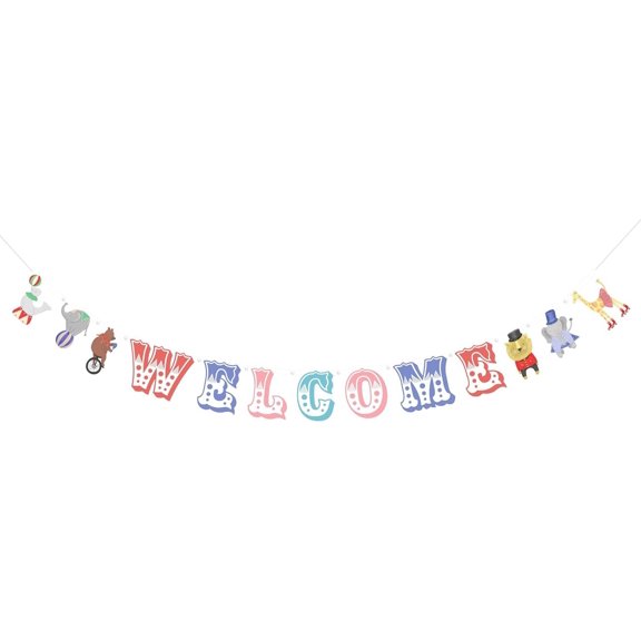 Cheerland Circus Party Welcome Banner Carnival Animals Cutouts, 1 Piece