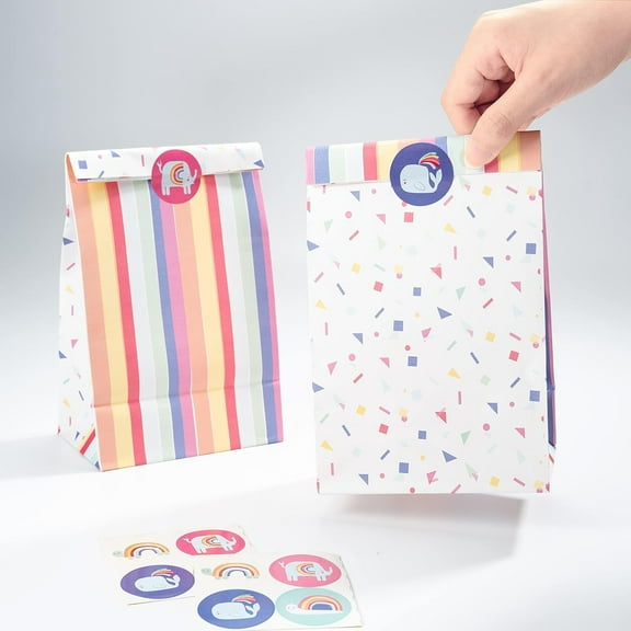 Cheerland Colorful Pastel Animal Theme Party Bags, 8.7 x 5.1 x 3.2 Inches, 24 Pieces