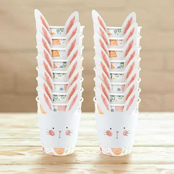 Cheerland Easter Cups with Bunny Sleeves, 9 oz, 36 Pack